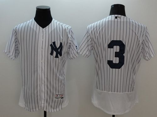Yankees #3 Babe Ruth White Strip Flexbase Authentic Collection Stitched Jersey - Zenithce