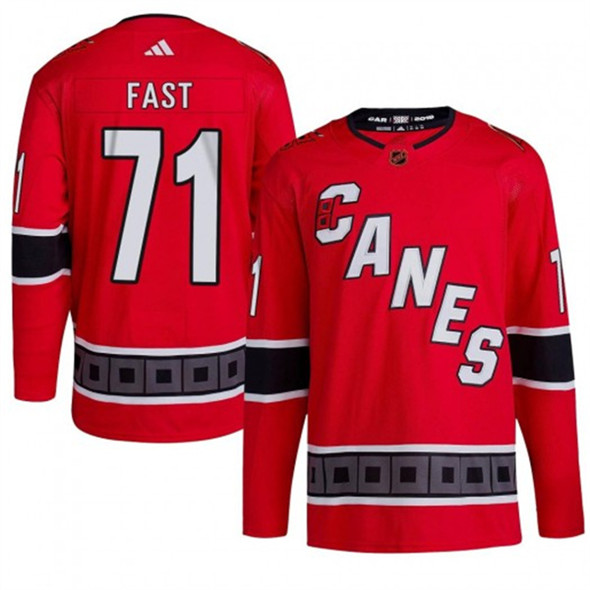 Carolina Hurricanes #71 Jesper Fast 2022 23 Reverse Retro Red Stitched Jersey - Zenithce