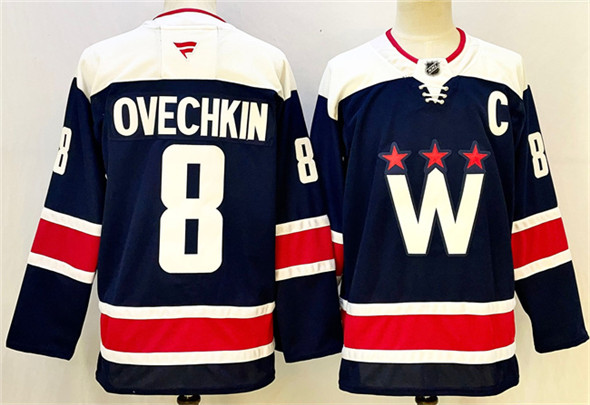 Washington Capitals #8 Alexander Ovechkin Navy With C Patch Stitched Jersey - Zenithce