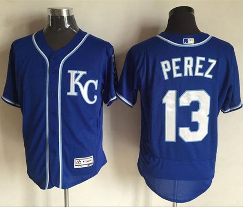 Royals #13 Salvador Perez Royal Blue Flexbase Authentic Collection Stitched Jersey - Zenithce
