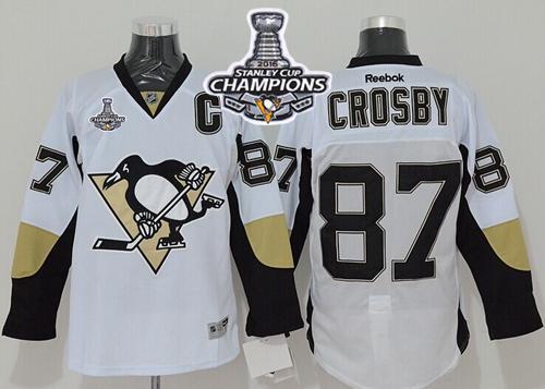Penguins #87 Sidney Crosby White 2016 Stanley Cup Champions Stitched Jersey - Zenithce
