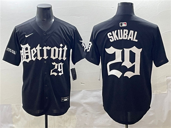 Detroit Tigers #29 Tarik Skubal Black 'Motor Gothic Edition' Vapor Premier Limited Stitched Jersey - Zenithce