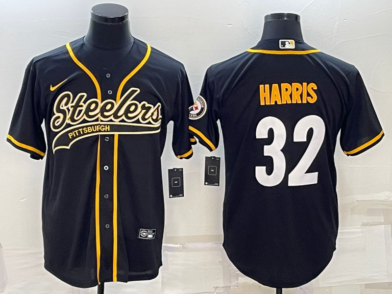 Pittsburgh Steelers #32 Franco Harris Black With Patch Cool Base Stitched Baseball Jersey - Zenithce