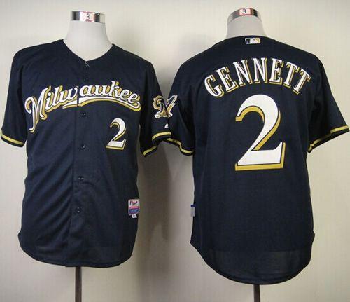 Brewers #2 Scooter Gennett Navy Blue Alternate Road Cool Base Stitched Jersey - Zenithce