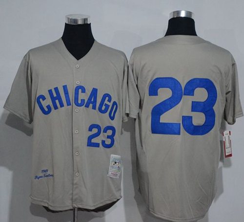 Mitchell And Ness 1969 Cubs #23 Ryne Sandberg Grey Throwback Stitched Jersey - Zenithce
