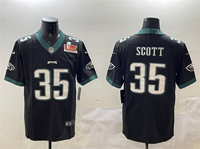 Philadelphia Eagles #35 Boston Scott Black 2025 Super Bowl LIX Patch Vapor Untouchable Limited Stitched Jersey - Zenithce