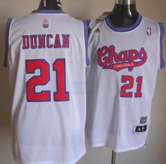 San Antonio Spurs #21 Tim Duncan ABA Hardwood Classic Swingman White Jersey - Zenithce