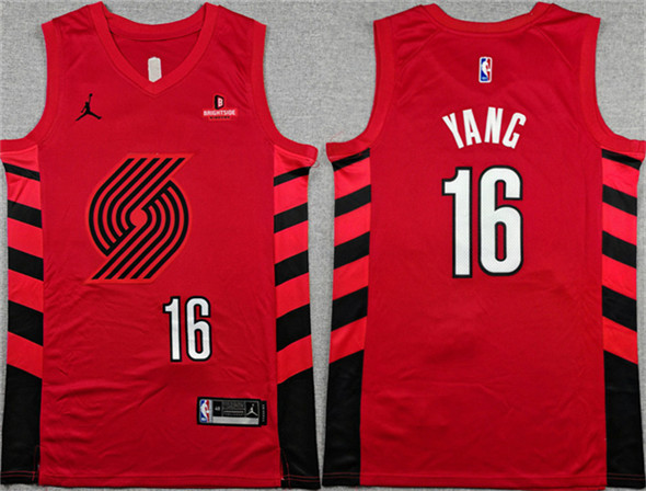 Portland Trail Blazers #16 Yang Hansen Red Statement Edition Stitched Jersey - Zenithce