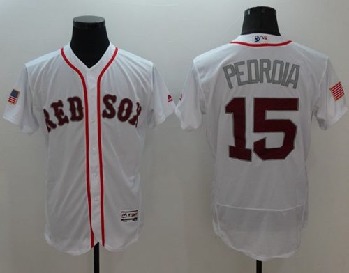 Red Sox #15 Dustin Pedroia White Fashion Stars Stripes Flexbase Authentic Stitched Jersey - Zenithce