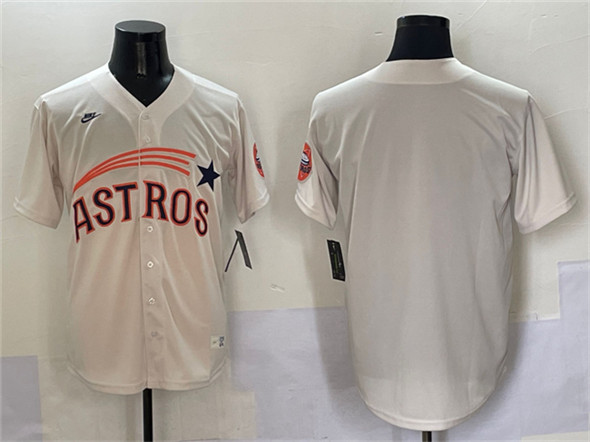 Houston Astros Blank Cream Throwback Cooperstown Collection Limited Stitched Jersey - Zenithce
