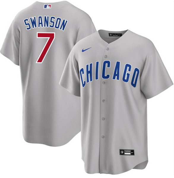 Chicago Cubs #7 Dansby Swanson Gray Cool Base Stitched Jersey - Zenithce
