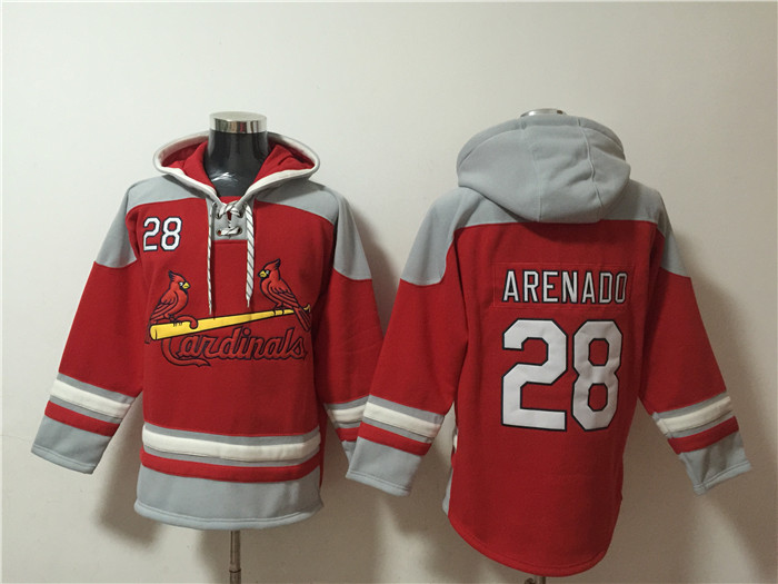 St.Louis Cardinals #28 Nolan Arenado Ageless Must-Have Lace-Up Pullover Hoodie - Zenithce