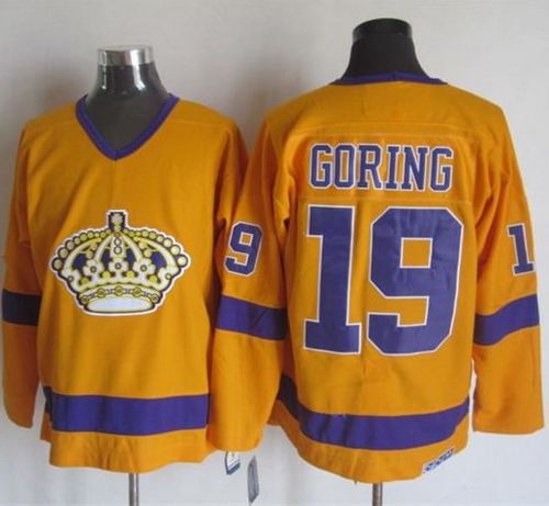 Kings #19 Butch Goring Yellow Purple CCM Throwback Stitched Jersey - Zenithce