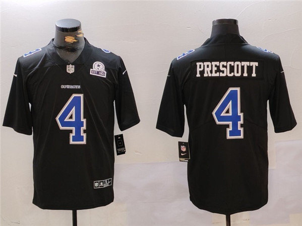 Dallas Cowboys #4 Dak Prescott Black Throwback With 1960 Patch Vapor Untouchable Limited Stitched Jersey - Zenithce