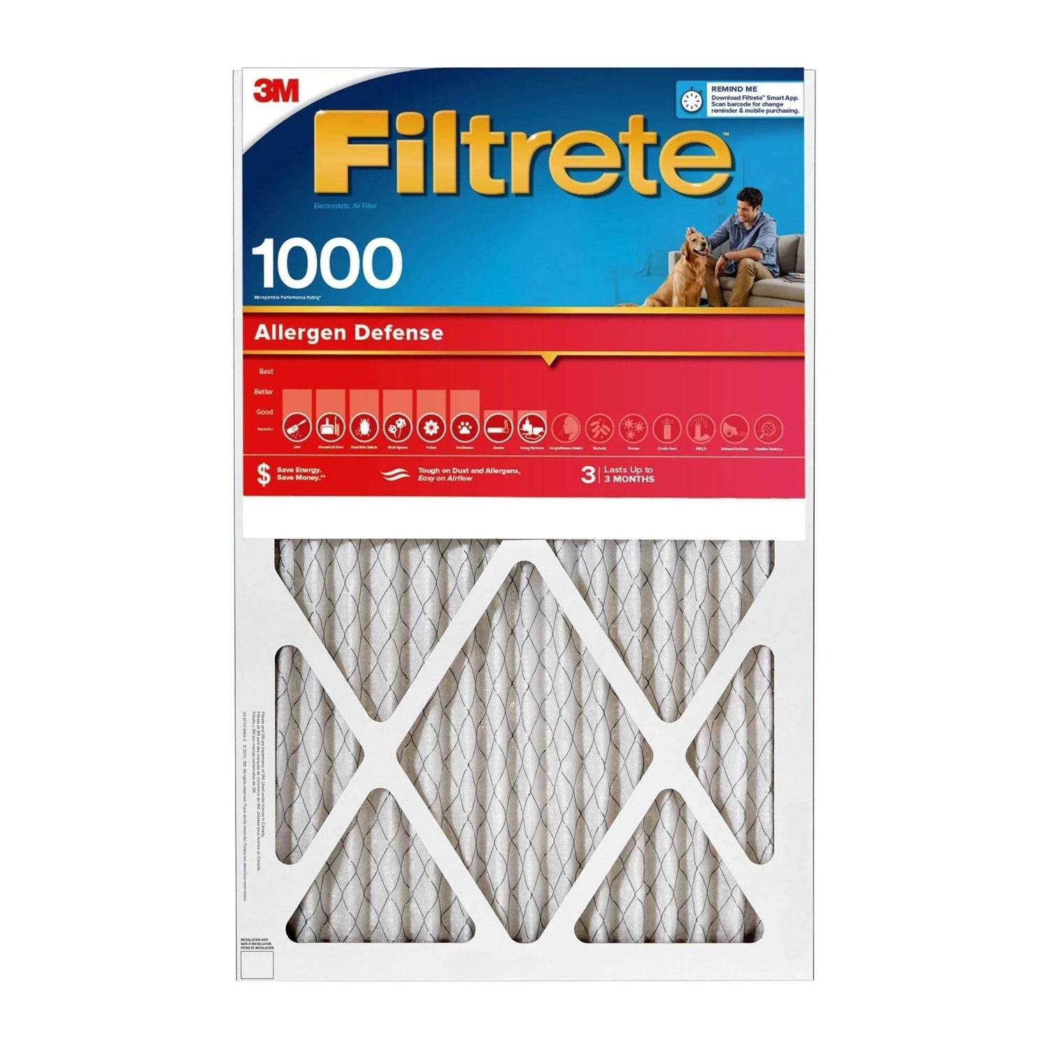 Filtrete 20-in W x 25-in L x 4-in 11 MERV 1000 MPR Allergen Defense Electrostatic Pleated Air Filter LADP03-4-2P-2 - Zenithce