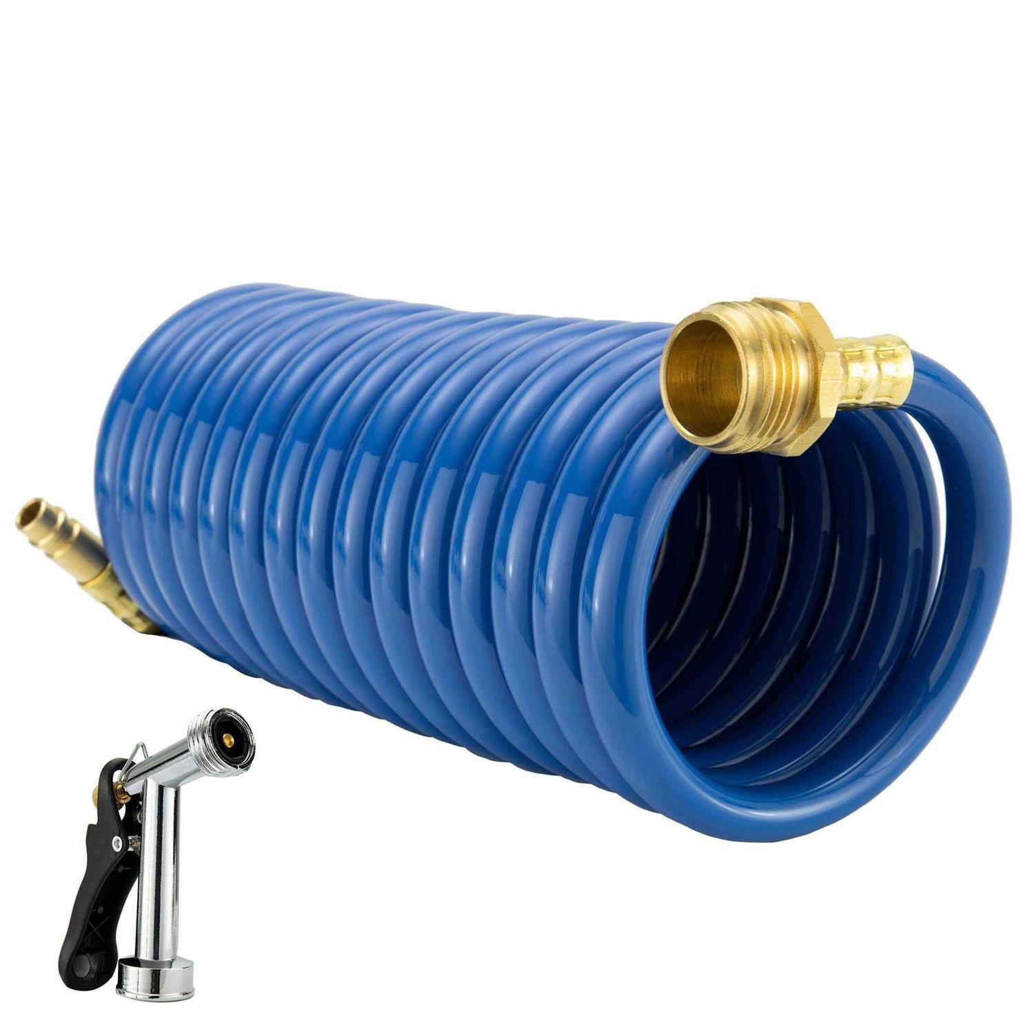 RecPro RV Exterior Shower Hose 15′ Coiled Blue Water Hose - Zenithce