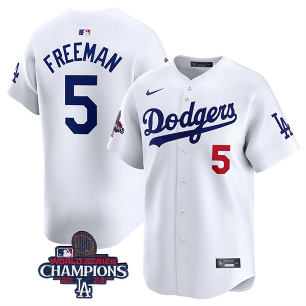 Los Angeles Dodgers #5 Freddie Freeman White 2024 World Series Champions Home Limited Stitched Jersey - Zenithce