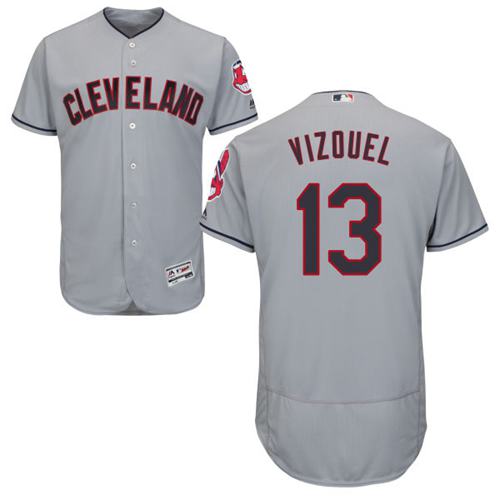 Indians #13 Omar Vizquel Grey Flexbase Authentic Collection Stitched Jersey - Zenithce