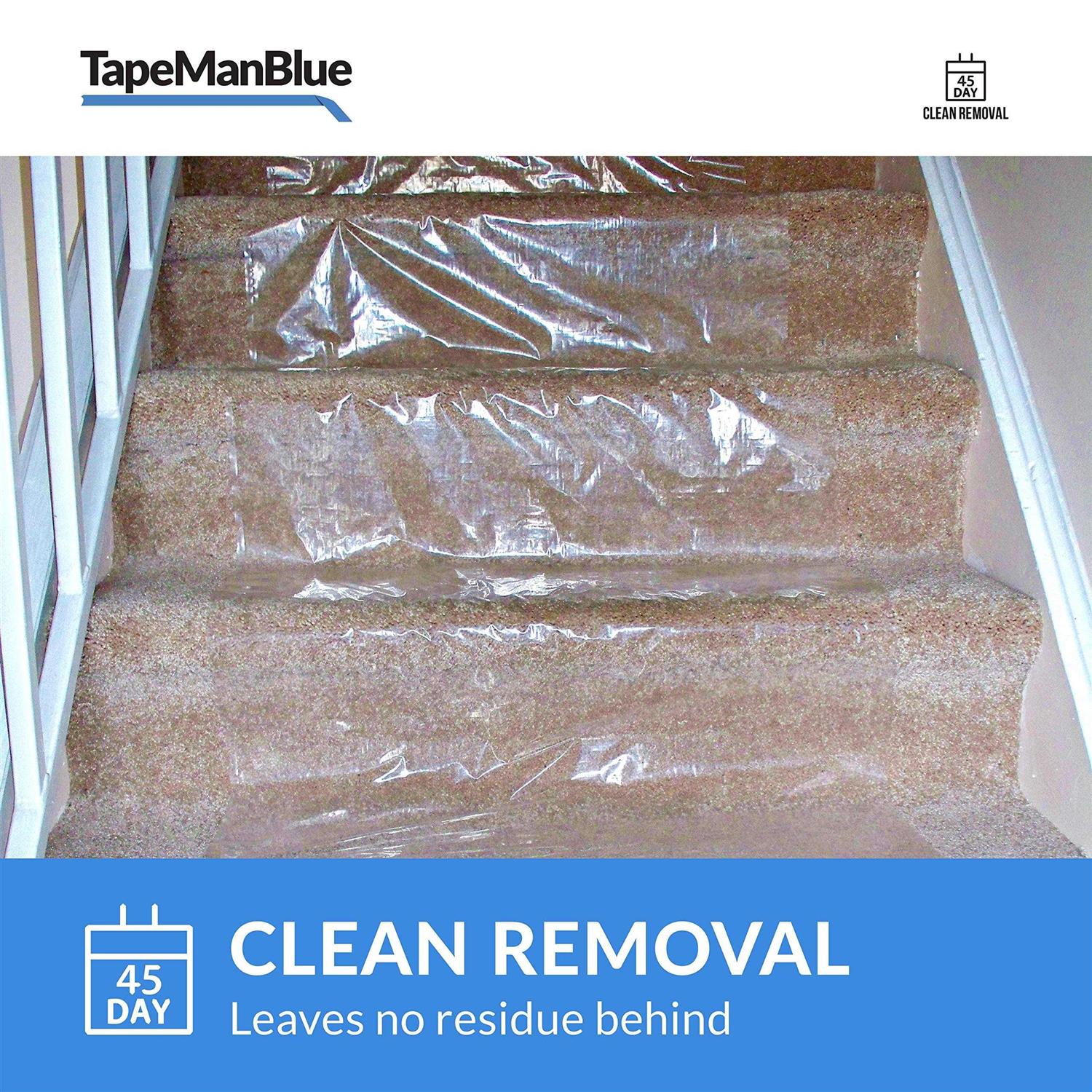 TapeManBlue Carpet Protection Film 200′ Roll. Made in The USA! Easy Unwind, Clean Removal, Strong and Durable Carpet Protector - Zenithce