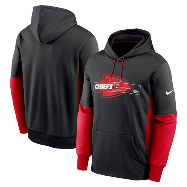 Kansas City Chiefs Black Color Block Fleece Performance Pullover Hoodie - Zenithce