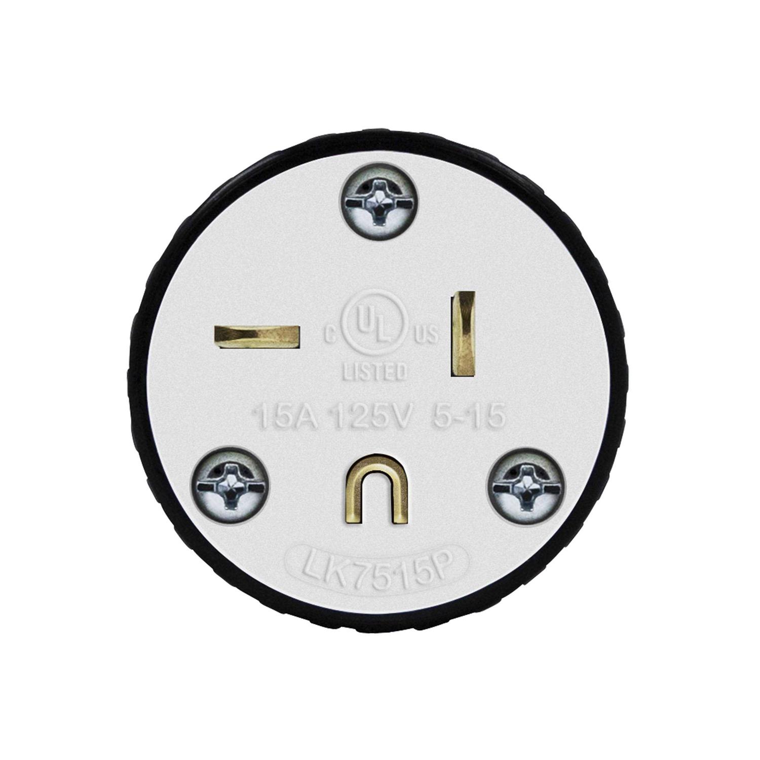 Enerlites Nema 6-15p Straight Blade Replacement Plug Connector Male Extension Cord Ends 66220-BK - Zenithce