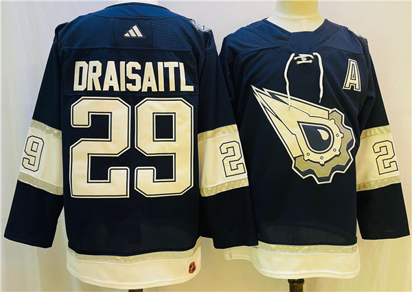 Edmonton Oilers #29 Leon Draisaitl Navy White Stitched Jersey - Zenithce