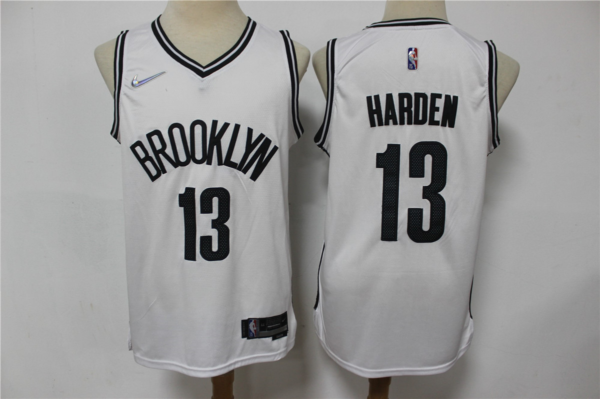 Brooklyn Nets #13 James Harden White 75th Anniversary Diamond 2021 Stitched Jersey - Zenithce