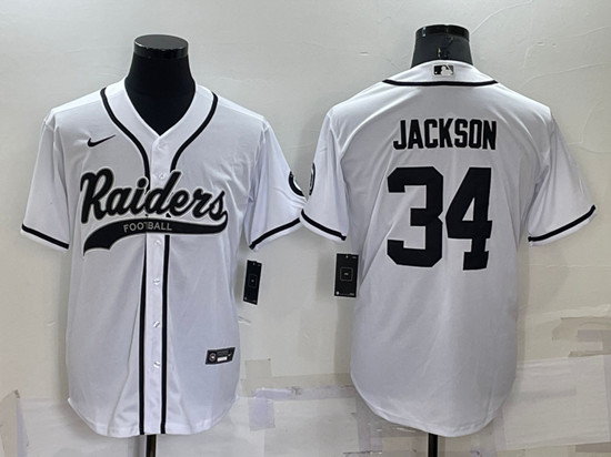 Las Vegas Raiders #34 Bo Jackson White Cool Base Stitched Baseball Jersey - Zenithce