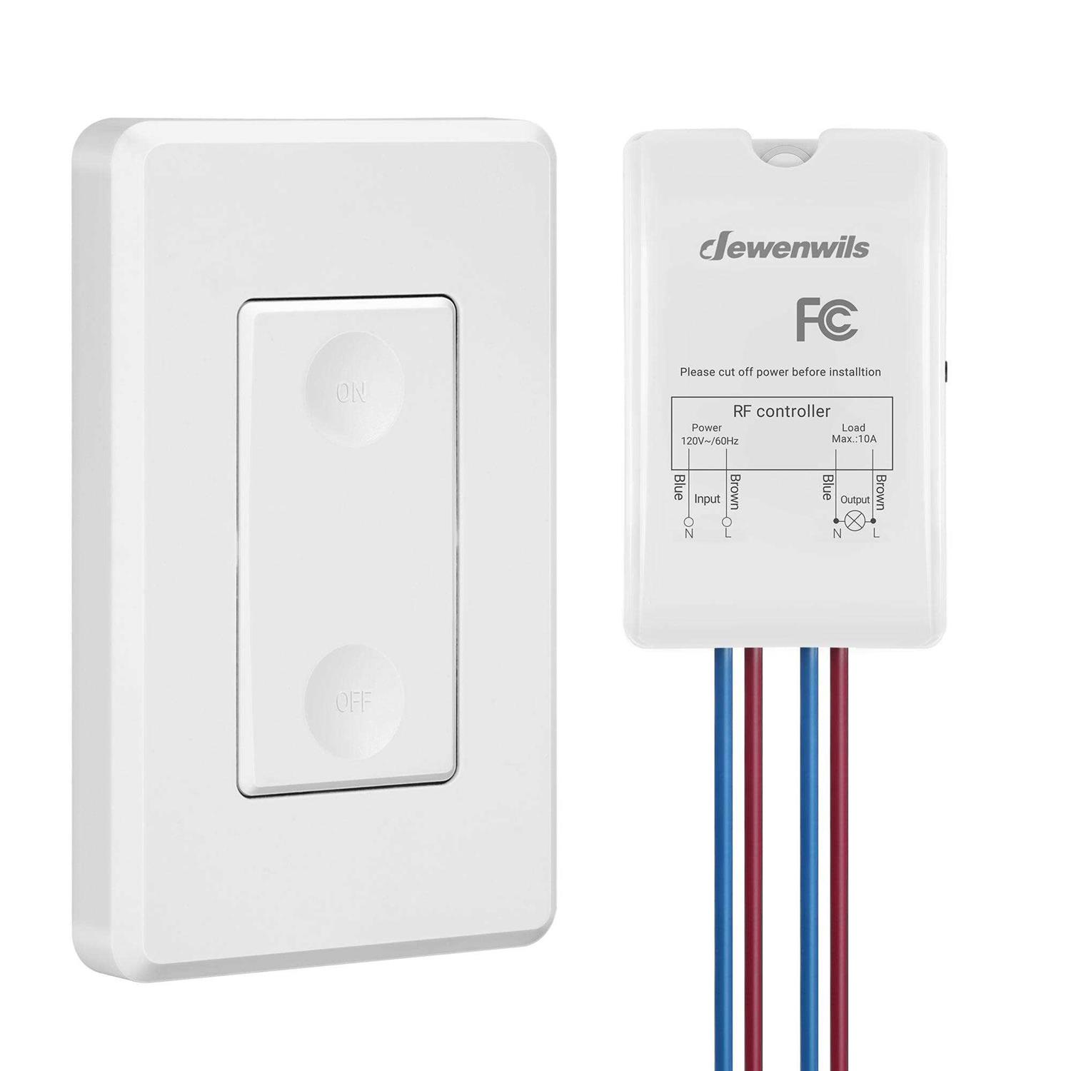 DEWENWILS Remote Control Outlet Wireless Wall Mounted Light Switch Electrical Plug in On Off Power Switch for Lamp - Zenithce