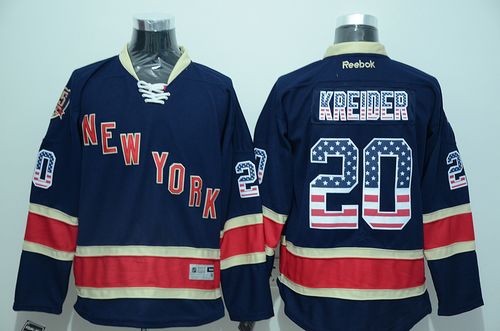 Rangers #20 Chris Kreider Navy Blue USA Flag Fashion Stitched Jersey - Zenithce