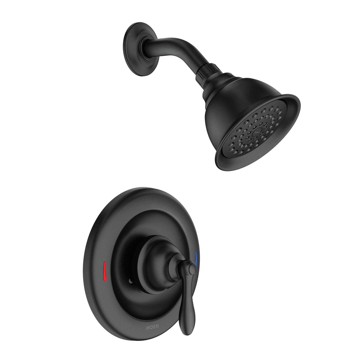 Moen Caldwell Matte Black 1-handle Single Function Round Bathtub and Shower Faucet Valve Included - Zenithce