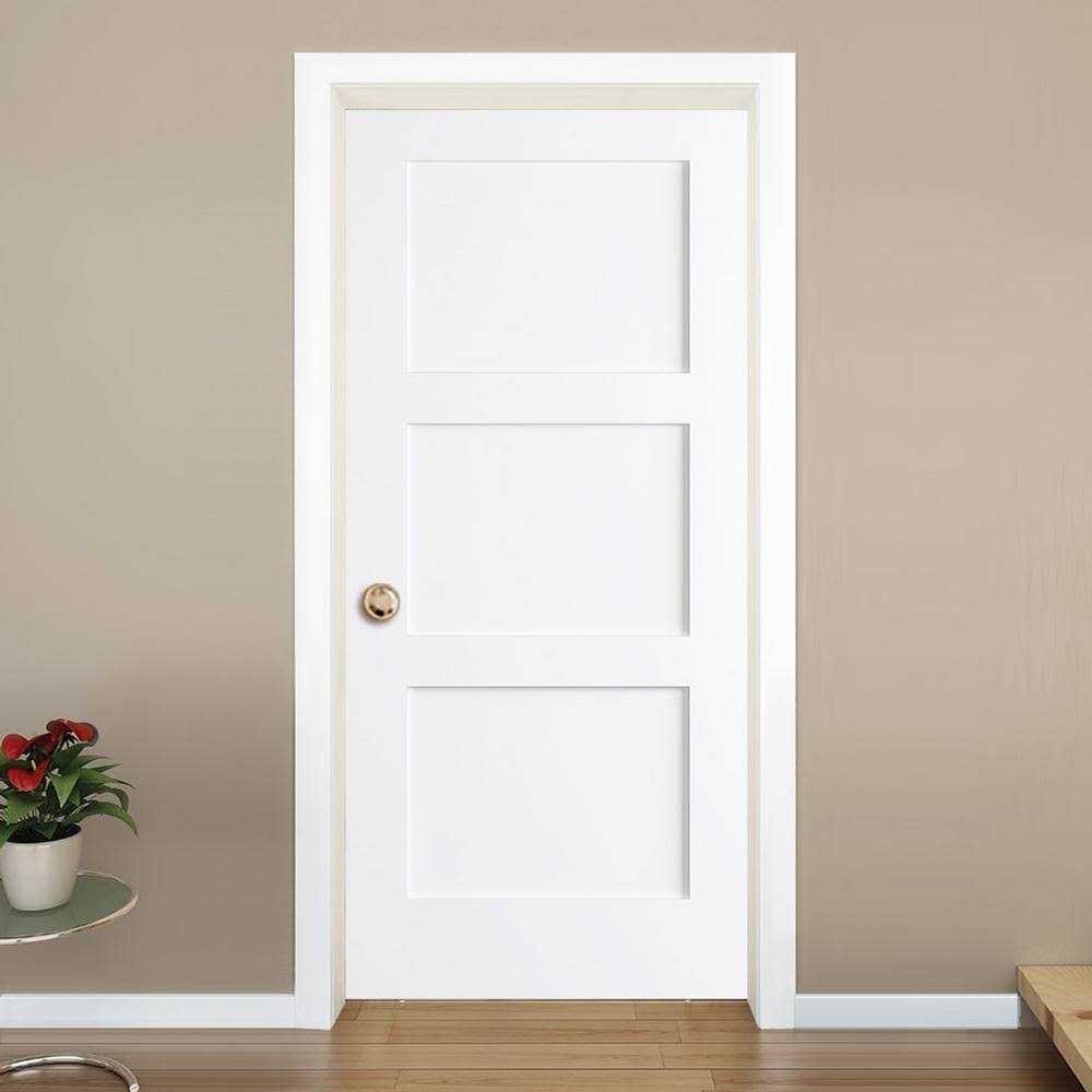 Kimberly Bay 80 in. White 3-Panel Shaker Solid Wood Interior Door Slab - Zenithce