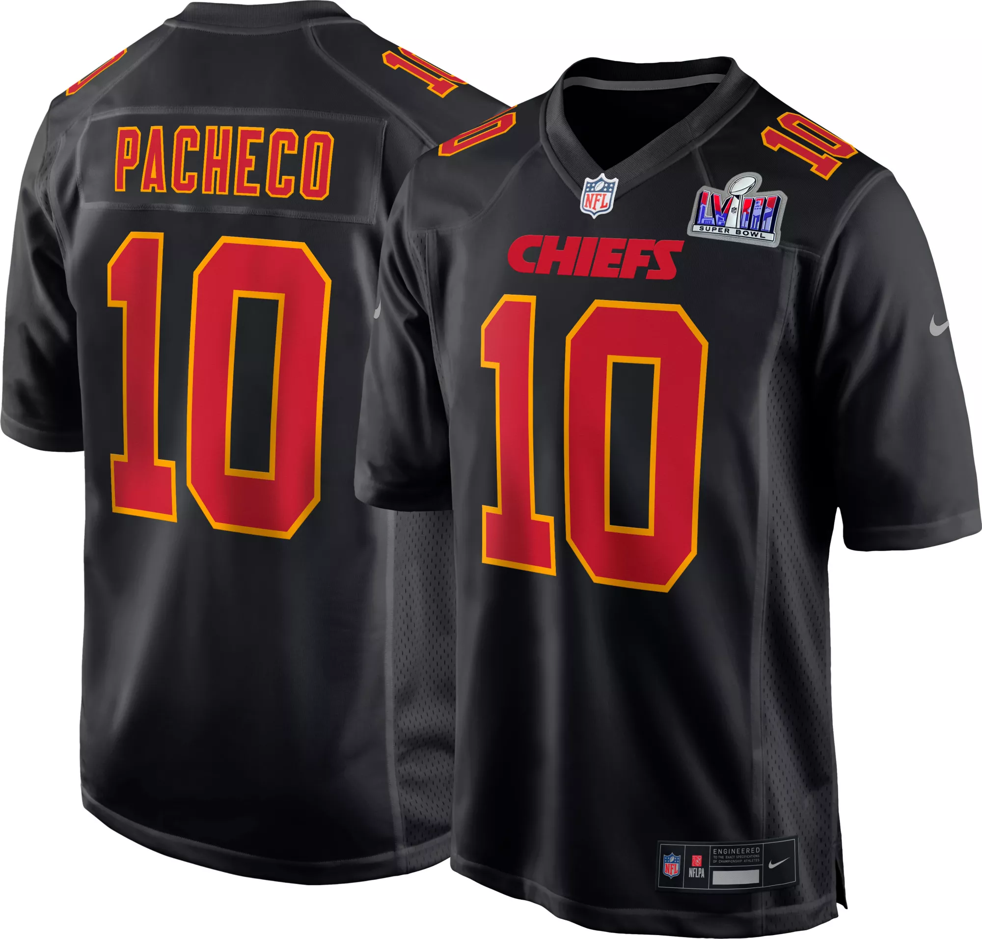 Kansas City Chiefs #10 Isiah Pacheco Black 2024 Super Bowl LVIII Patch Limited Stitched Game Jersey - Zenithce