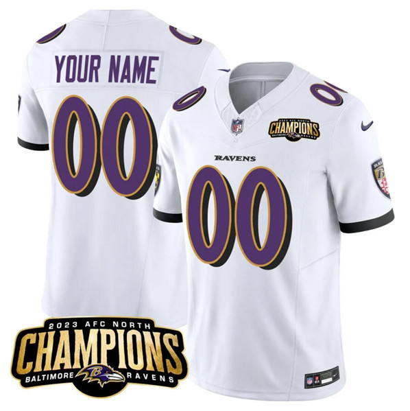 Baltimore Ravens Custom White 2023 F.U.S.E. AFC North Champions Vapor Limited Jersey - Zenithce