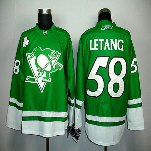 Penguins #58 Kris Letang Stitched Green St Patty's Day Jersey - Zenithce