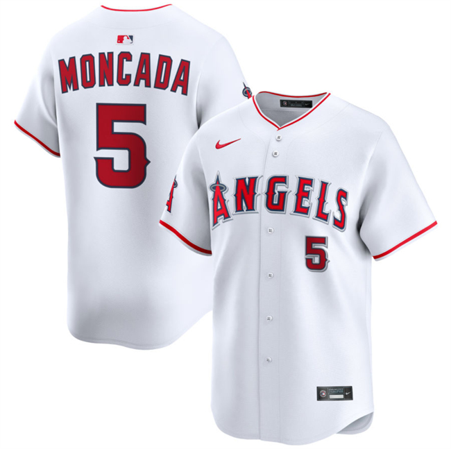 Los Angeles Angels #5 Yoan Moncada White Home Limited Stitched Jersey - Zenithce