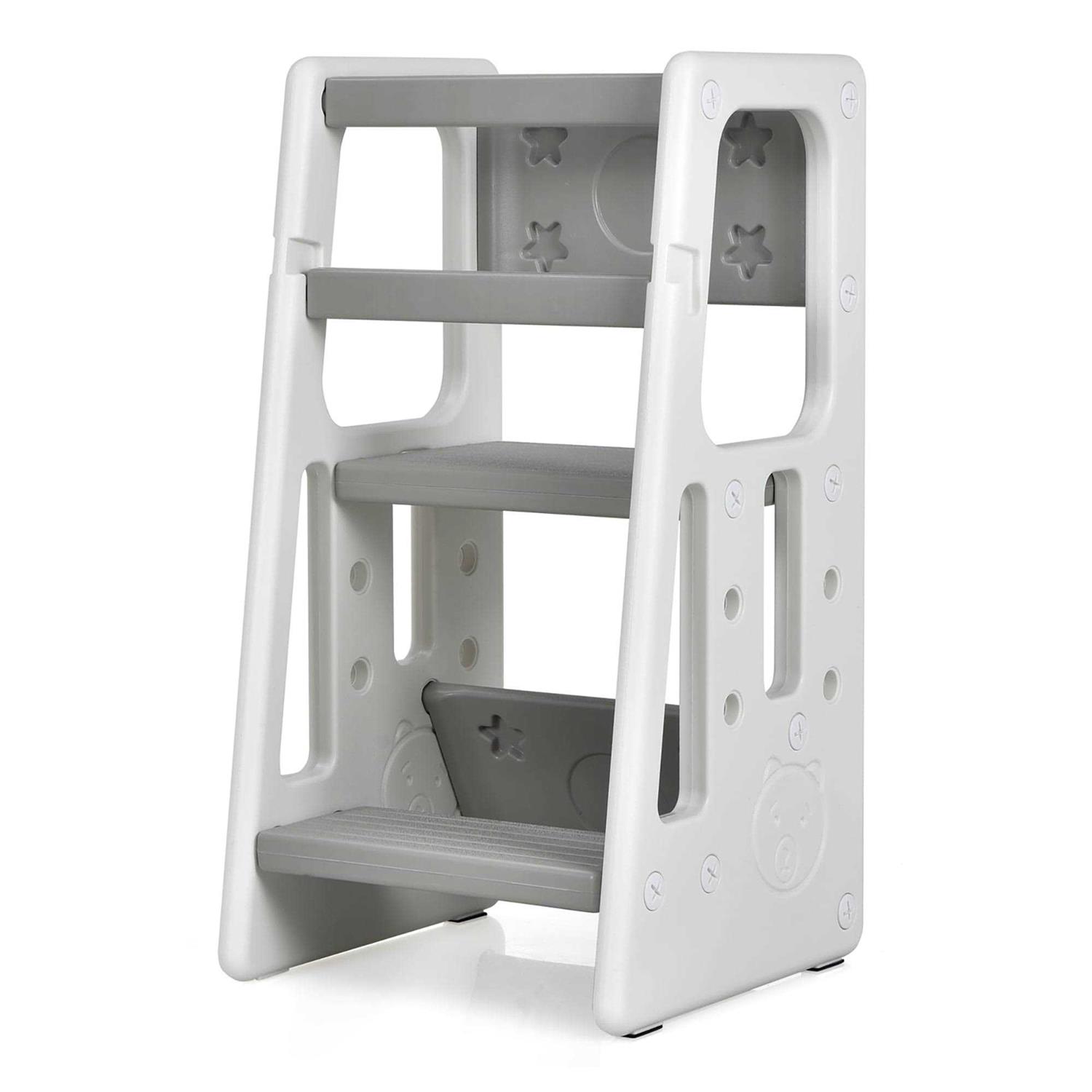 Costway Kids Kitchen Step Stool with Double Safety Rails Toddler Learning Stool - Zenithce