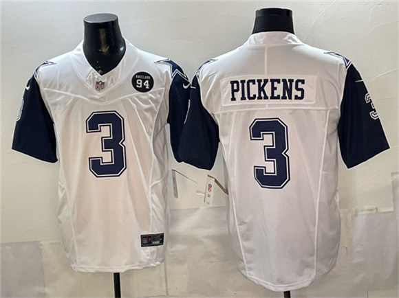Dallas Cowboys #3 George pickens White F.U.S.E. 94 Marshawn Kneeland Memorial Patch Thanksgiving Vapor Limited Stitched Jersey - Zenithce