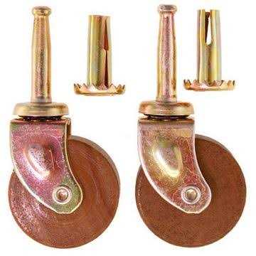 Restorers Classic Wooden Wheel Ball Bearing Steel Stem Caster - Zenithce