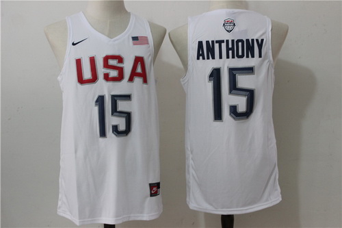 2016 Olympics Team USA #15 Carmelo Anthony White Revolution 30 Swingman Jersey - Zenithce