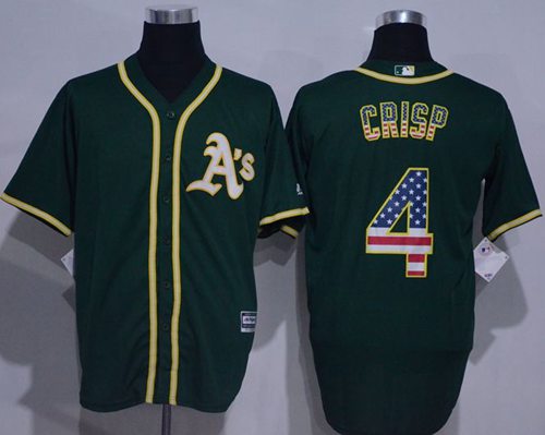 Athletics #4 Coco Crisp Green USA Flag Fashion Stitched Jersey - Zenithce