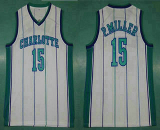 Charlotte Hornets #15 Percy Miller White Hardwood Classics Soul Swingman Throwback Jersey - Zenithce