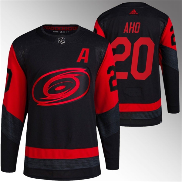 Carolina Hurricanes #20 Sebastian Aho Black Red Stadium Series Breakaway Stitched Jersey - Zenithce