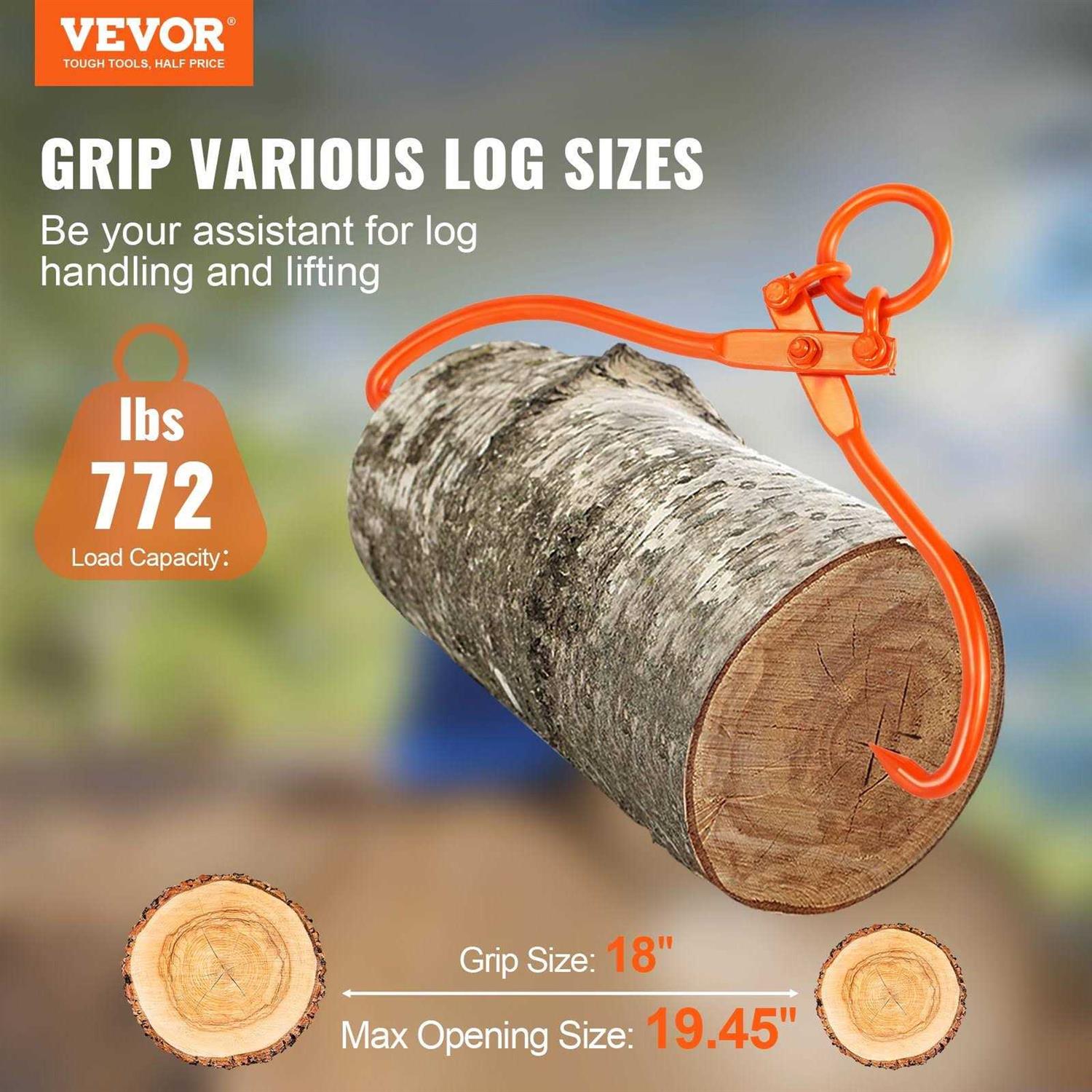 VEVOR Log Skidding Tongs 2 Claw Log Lifting Tongs Heavy Duty Steel Lumber Skidding Tongs - Zenithce