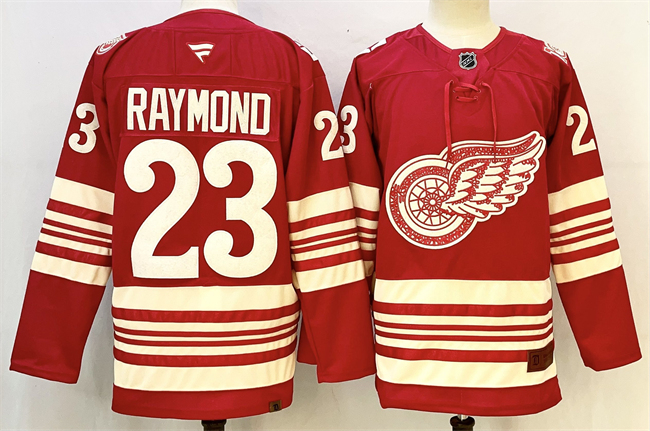 Detroit Red Wings #23 Lucas Raymond Red 2025-26 Centennial Premium Stitched Jersey - Zenithce