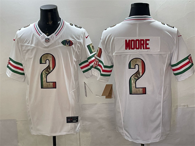Chicago Bears #2 D.J. Moore White Mexico F.U.S.E. With VMH Patch Stitched Jersey - Zenithce