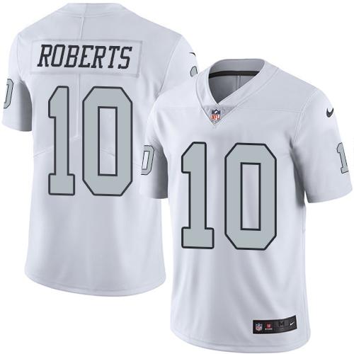 Raiders #10 Seth Roberts White Stitched Limited Rush Nike Jersey - Zenithce