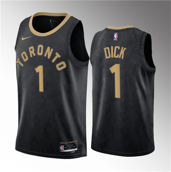 Toronto Raptors #1 Gradey Dick Black 2023 Draft City Edition Stitched Jersey - Zenithce