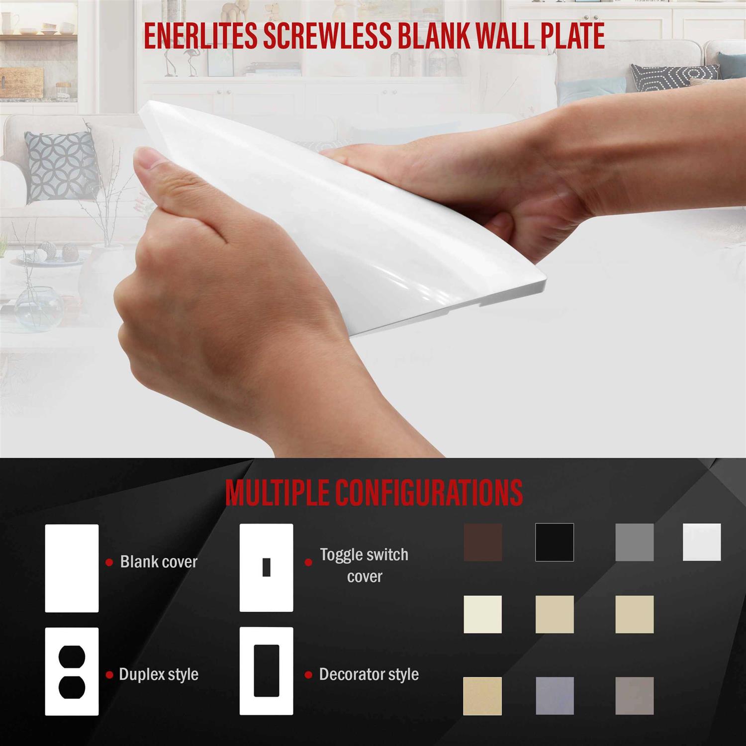 ENERLITES Screwless Double Blank Wall Plate Child Safe Two Gang Blank Device Outlet Cover - Zenithce