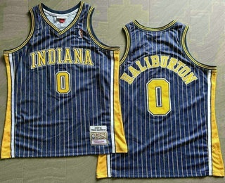 Indiana Pacers #0 Tyrese Haliburton Black Stripes Hollywood Classic Throwback AU Jersey - Zenithce